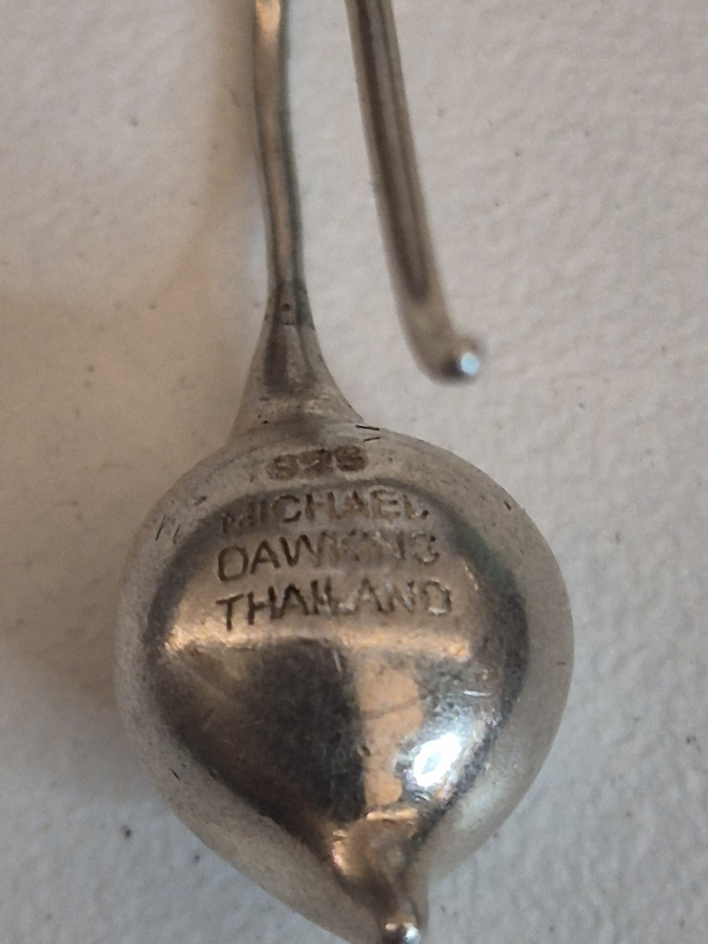 Michael Dawkins Single Sterling Silver Puffy Teardrop Earring. French Wire Hook.